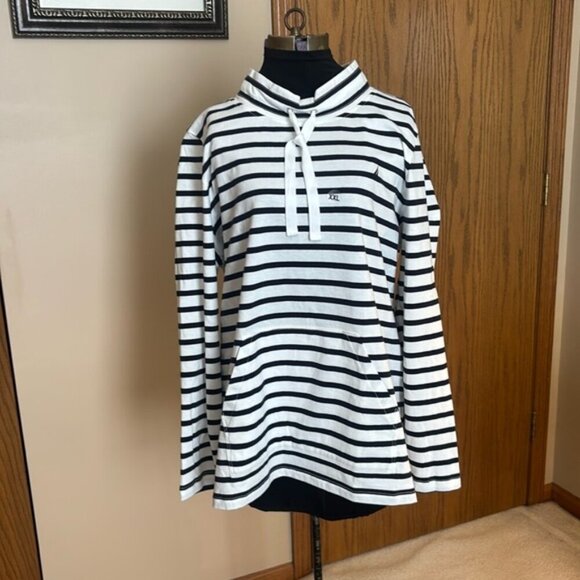 Nautica Navy Blue and White Striped Mock Turtleneck Pullover XXL NWT - Picture 12 of 12